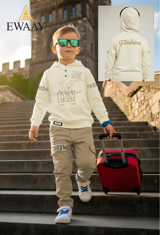 EWAAY Boys' "Polo Lifestyle" Sweatshirt & Embroidered Denim Jeans 2-Piece Set
